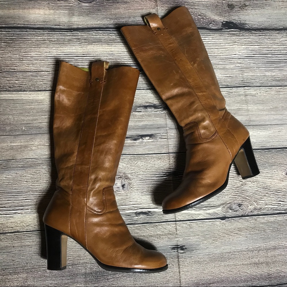 Vintage Leather Bakers Tall Stack Heel Boots